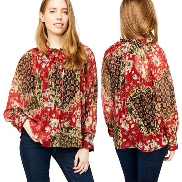 RD & RoRio Tops - RD & KOKO Women's Long Sleeve Embroidered Fringe Kimono Blouse Size Small NWT